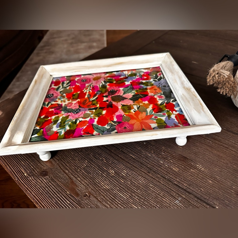 Hand crafted decorative vanity tray original rustic farmhouse Floral Decorative - Picture 3 of 10